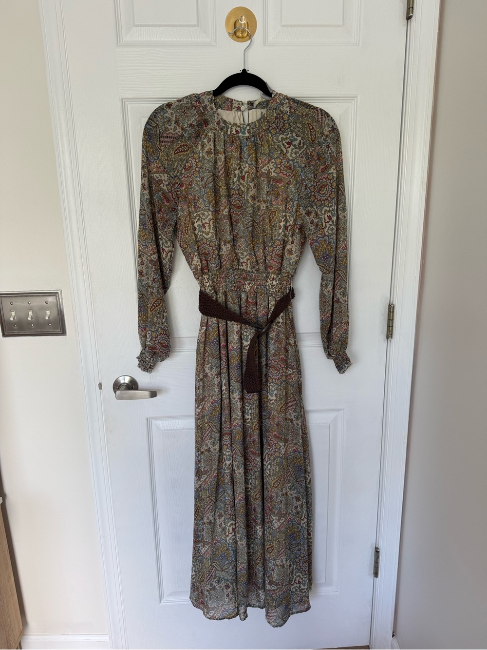 Paisley Long Sleeve Maxi Dress in Multicolor